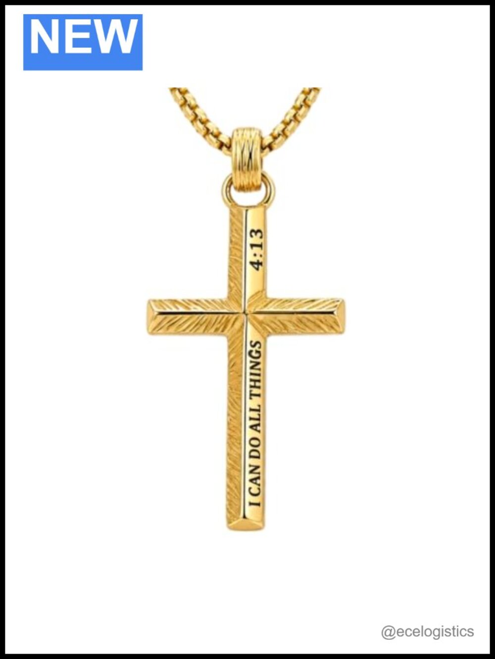 14K Gold Plated Cross Pendant Necklace 20+2 Inch Lobster Clasp